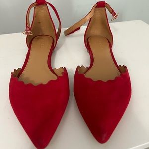 Red suede like material flats